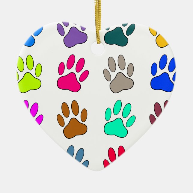 Farbige Dog Paw Print Patches Keramikornament (Vorne)