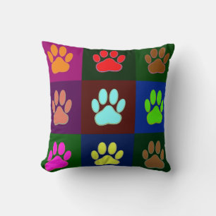 Farbige Dog Paw Print Patches Kissen