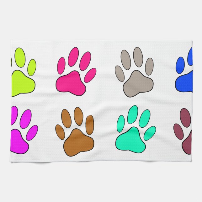 Farbige Dog Paw Print Patches Küchentuch (Horizontal)