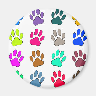 Farbige Dog Paw Print Patches Magnet