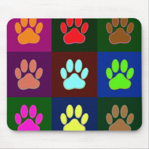 Farbige Dog Paw Print Patches Mousepad