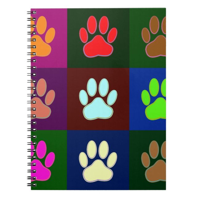 Farbige Dog Paw Print Patches Notizblock (Vorderseite)