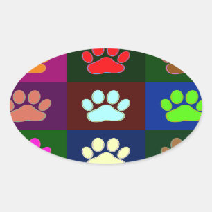 Farbige Dog Paw Print Patches Ovaler Aufkleber