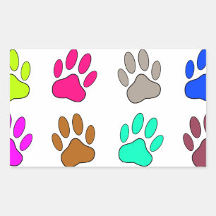 Farbige Dog Paw Print Patches Rechteckiger Aufkleber