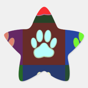 Farbige Dog Paw Print Patches Stern-Aufkleber
