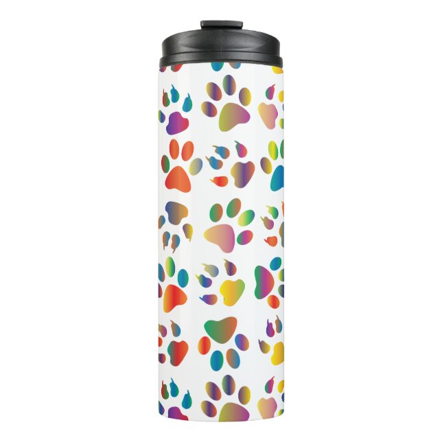 Farbige Doggie Paws Thermal Tumbler Thermosbecher (Vorderseite)