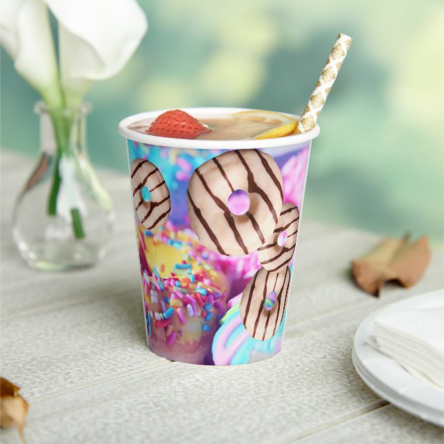 Farbige Donut Style Party Paper Cup Pappbecher (In Situ)