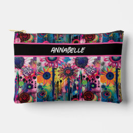 Farbige Doodle-Blume Druckknopfbeutel Zubehörtasche