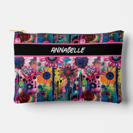 Farbige Doodle-Blume Druckknopfbeutel Zubehörtasche