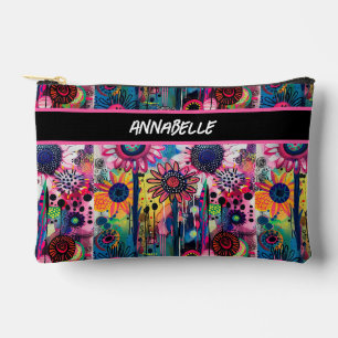 Farbige Doodle-Blume Druckknopfbeutel Zubehörtasche