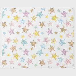 Farbige Doodle Stars Wrapping Paper Geschenkpapier