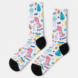 Farbige Doodtiere und Wortmuster Socken
