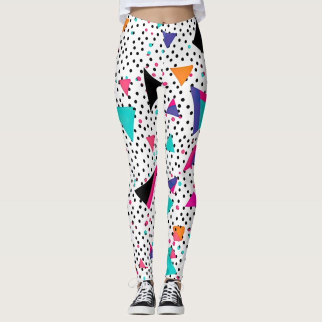 Farbige Dreiecke 80er-Stil Leggings (Vorderseite)