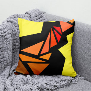 Farbige Dreiecke Abstrakt Geometrisch Gelb Kissen