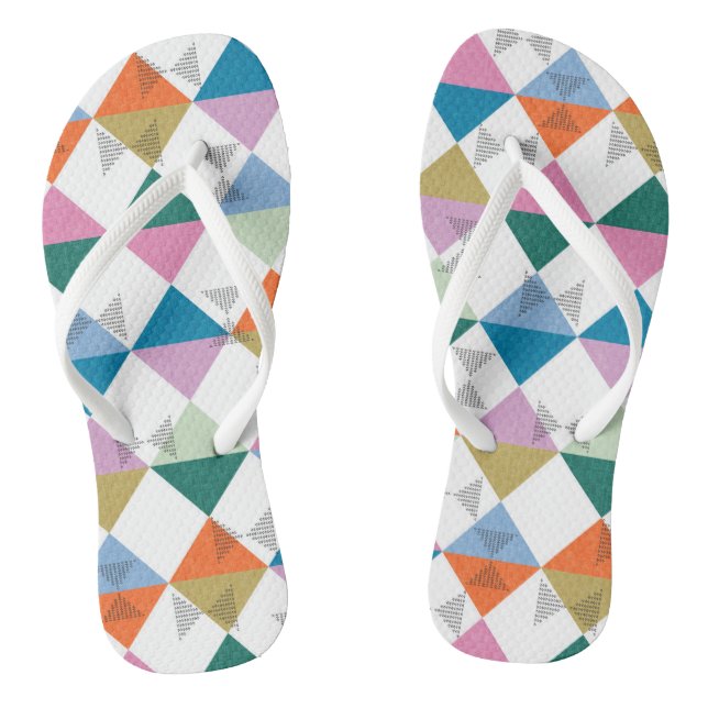 Farbige Dreiecke der 80er Jahre Flip Flops (Fußbett)