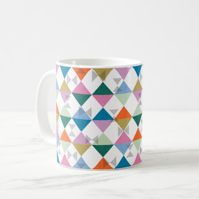Farbige Dreiecke der 80er Jahre Kaffeetasse (Vorderseite Links)