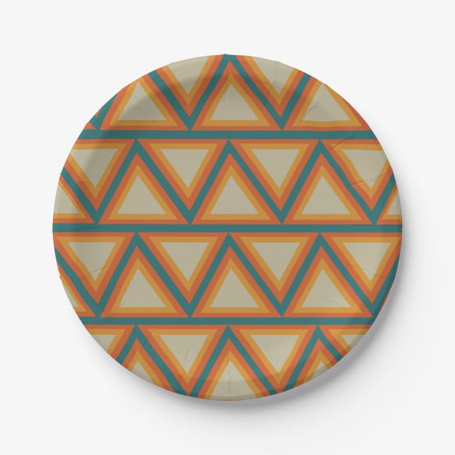 Farbige Dreiecke Geometrie Moderne Pappteller (Vorderseite)