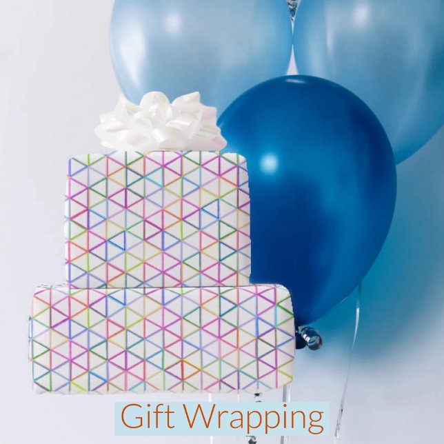 Farbige Dreiecke Geometrischer Regenbogen Geschenkpapier (Bright, Colorful Geometric Wrapping Paper for gifts for any celebration. #giftwrap #paper #gifts)