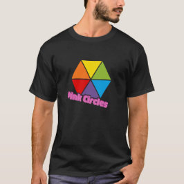 Farbige Dreiecke mit rosa Kreise Text T-Shirt