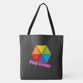 Farbige Dreiecke mit rosa Kreise Text Tasche