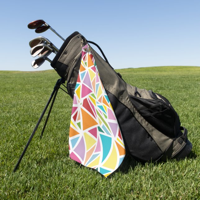 Farbige Dreiecke Muster 2 Golfhandtuch (Gras)