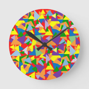 Farbige Dreiecke Runde Wanduhr