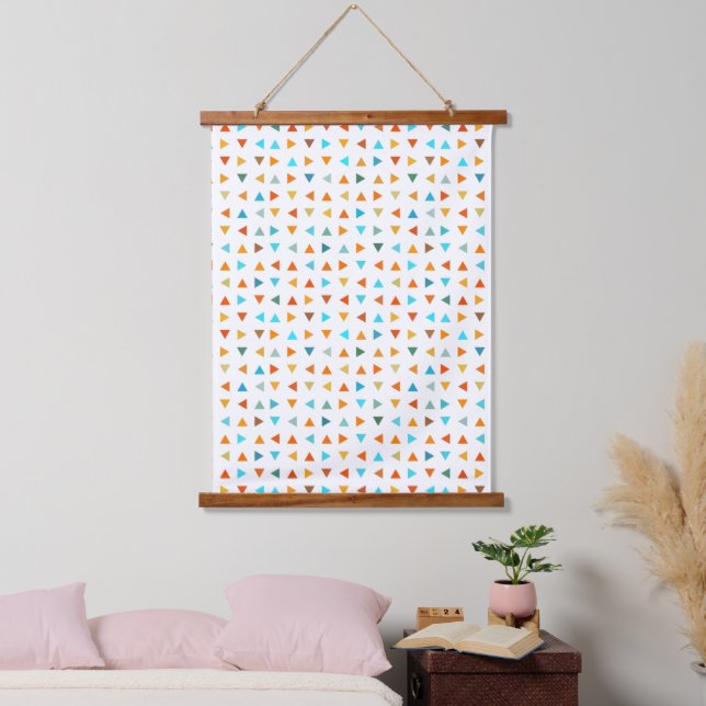 Farbige Dreiecke Wandteppich Mit Holzrahmen (Schlafzimmer)