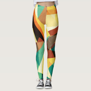 Farbige Dreiecks-Holz-Effekt-Textur Leggings