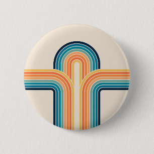 Farbige dreifache Retro Bögen Button