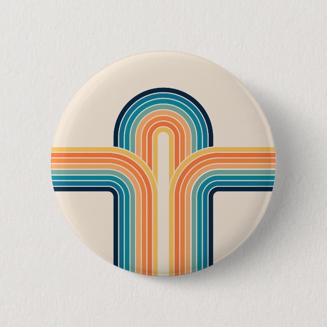 Farbige dreifache Retro Bögen Button (Vorderseite)