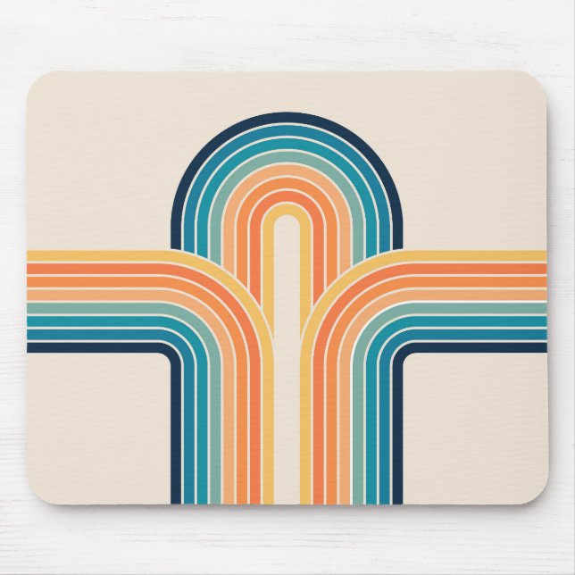 Farbige dreifache Retro Bögen Mousepad (Vorne)