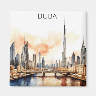 Farbige Dubai VAE Aquarell Magnet