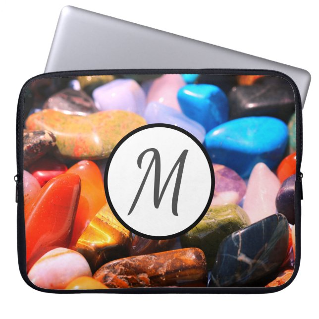 Farbige Edelsteine Monogram Laptop-Sieb Laptopschutzhülle (Vorderseite)