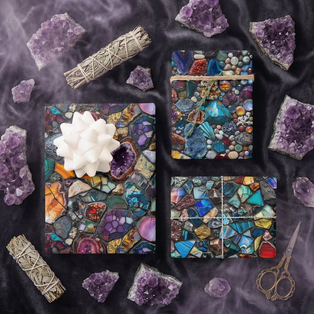 Farbige Edelsteine und mineralisches Intricate Mus Geschenkpapier Set (Von Creator hochgeladen)