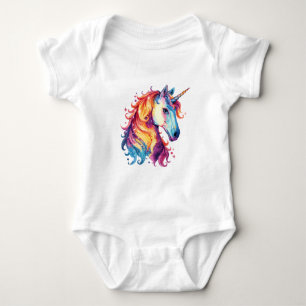 Farbige Einhorn-Fantasie – Süßes magisches Design  Baby Strampler