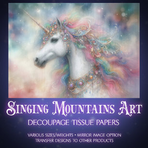 Farbige Einhorn-Regenbogen-Kunsthandwerk-Decoupage Seidenpapier