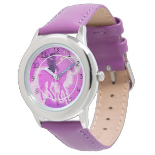 Farbige Einhorn Rosa und Lila Armbanduhr
