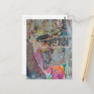 Farbige einzigartige abstrakte Mixed-Media-Collage Postkarte