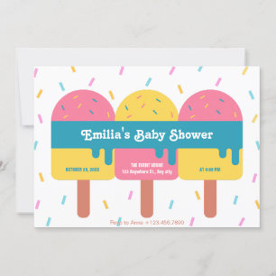 Farbige Eis-Popsiv-Babydusche Einladung