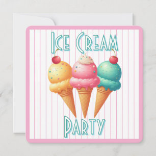 Farbige Eiscreme Einladung