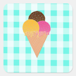 Farbige Eiscreme-Illustration Quadratischer Aufkleber