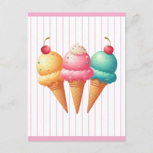 Farbige Eiscreme Postkarte (Vorderseite)