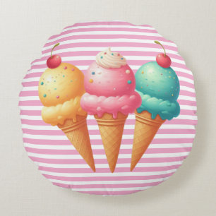 Farbige Eiscreme Rundes Kissen