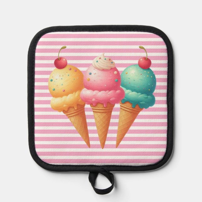Farbige Eiscreme Topflappen (Vorderseite)