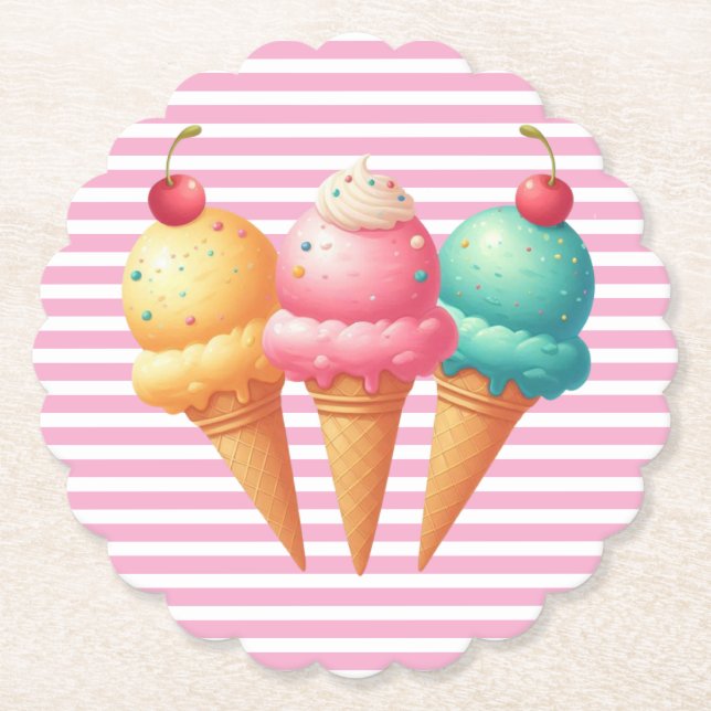 Farbige Eiscreme Untersetzer (Vorderseite)