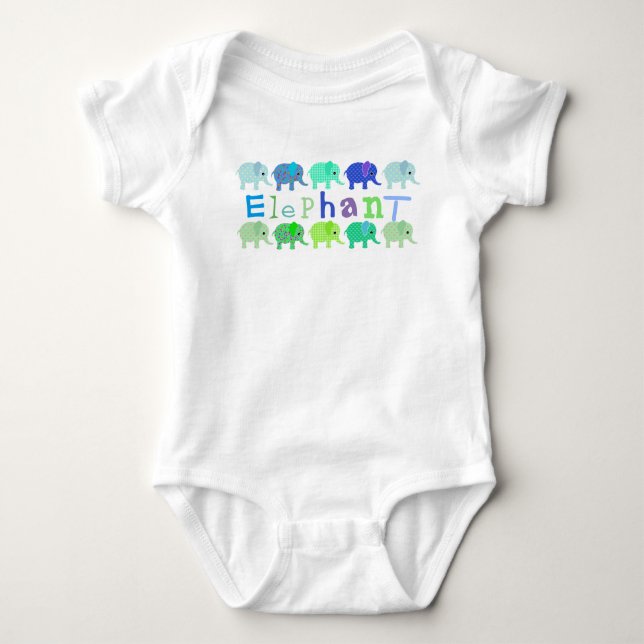 Farbige Elefanten Baby Romper Strampler (Vorderseite)