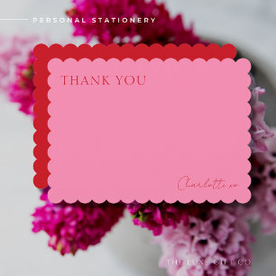 Farbige Elegante Rosa und Rote Gekrauste Kante Dankeskarte