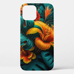 Farbige elegante tropische Blätter und Blumen Case-Mate iPhone Hülle