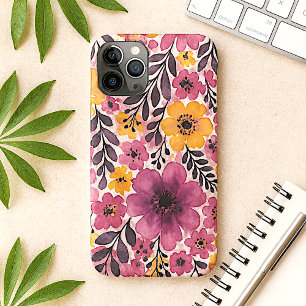 Farbige Elegante Zarte Wasserfarben Blumen iPhone 16 Pro Max Hülle