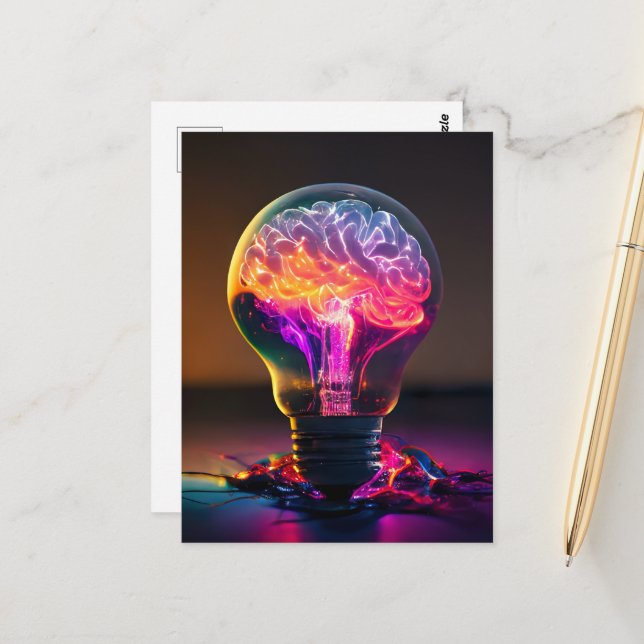 Farbige elektrische Brain Light Bulb Postkarte (Vorderseite/Rückseite Beispiel)